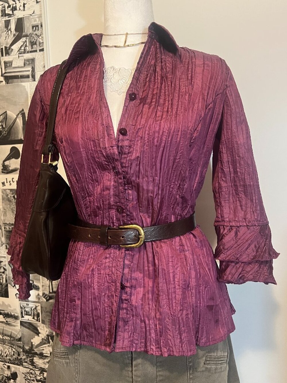 Marie Claire Boutiques Purple Button Down Blouse — Size S